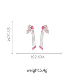 HUAMI Tassel Drop Earrings Butterfly Red High Silver Needle French Style