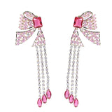 HUAMI Tassel Drop Earrings Butterfly Red High Silver Needle French Style