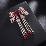 HUAMI Tassel Drop Earrings Butterfly Red High Silver Needle French Style