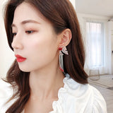 HUAMI Tassel Drop Earrings Butterfly Red High Silver Needle French Style
