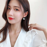 HUAMI Fan Shaped Drop Earrings Shell Silver Needle Jewelry Women