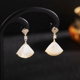 HUAMI Fan Shaped Drop Earrings Shell Silver Needle Jewelry Women