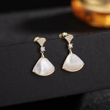 HUAMI Fan Shaped Drop Earrings Shell Silver Needle Jewelry Women