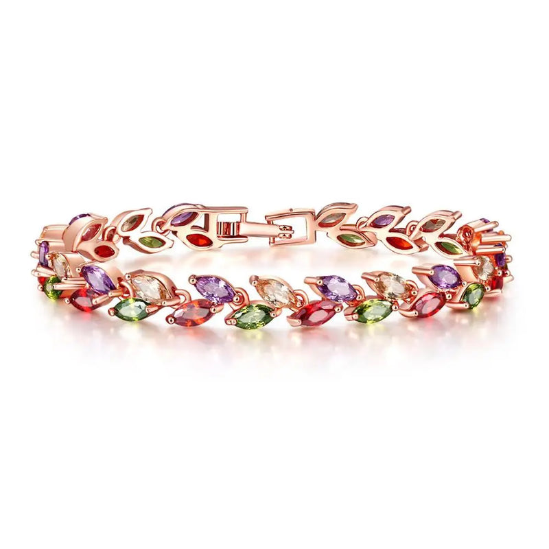 HUAMI Rose Bangles Colorful Crystal for Women Jewelry Pulseiras