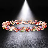 HUAMI Rose Bangles Colorful Crystal for Women Jewelry Pulseiras