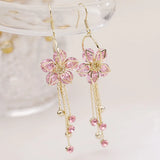 Rose Drop Earrings Pearl Pendant Hook Women Fine Jewelry