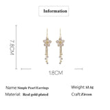 Rose Drop Earrings Pearl Pendant Hook Women Fine Jewelry