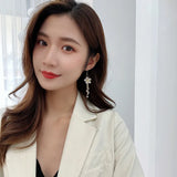 Rose Drop Earrings Pearl Pendant Hook Women Fine Jewelry