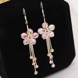 Rose Drop Earrings Pearl Pendant Hook Women Fine Jewelry