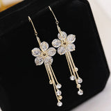 Rose Drop Earrings Pearl Pendant Hook Women Fine Jewelry