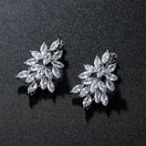 HUAMI Shine Zircon Leaf Stud Earrings for Women
