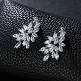 HUAMI Shine Zircon Leaf Stud Earrings for Women