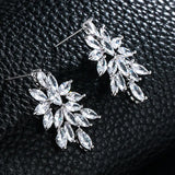 HUAMI Shine Zircon Leaf Stud Earrings for Women