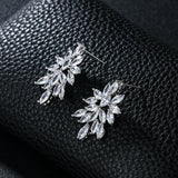 HUAMI Shine Zircon Leaf Stud Earrings for Women