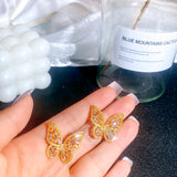 HUAMI Silver 925 Butterfly Earrings Hollowed Out Women Party Earrings