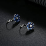 HUAMI Flower Drop Earrings Women Metal 6 Crystal Zircon Gift March