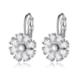 HUAMI Flower Drop Earrings Women Metal 6 Crystal Zircon Gift March