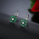 HUAMI Flower Drop Earrings Women Metal 6 Crystal Zircon Gift March
