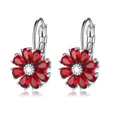 HUAMI Flower Drop Earrings Women Metal 6 Crystal Zircon Gift March