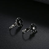 HUAMI Flower Drop Earrings Women Metal 6 Crystal Zircon Gift March