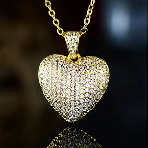 HUAMI Heart Pendant Necklace Sweet Zircon Collier Femme Wedding Party
