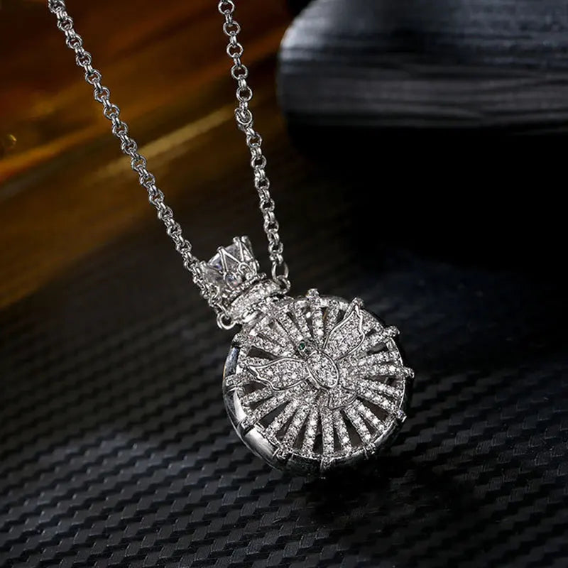 HUAMI Necklace Pendant Perfume Bottle Silver Bead Chain Sweater Jewelry