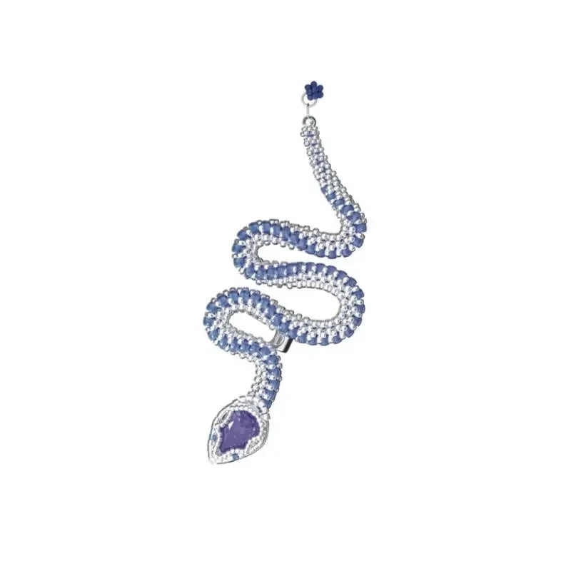 HUANHZI Purple Silver Snake Ear Clip Vintage Jewelry Gift Party