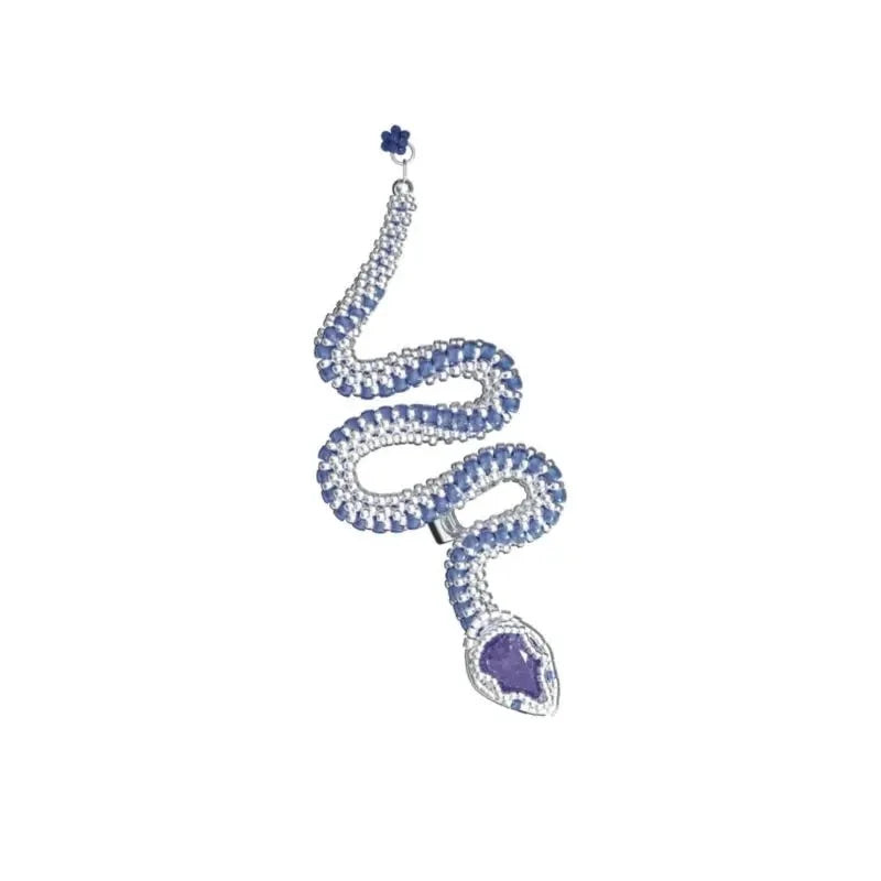 HUANHZI Purple Silver Snake Ear Clip Vintage Jewelry Gift Party
