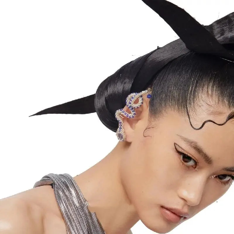 HUANHZI Purple Silver Snake Ear Clip Vintage Jewelry Gift Party