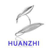 Silver Bamboo Leaf Metal Ear Clip for Men Women Vintage Jewelry Gift
