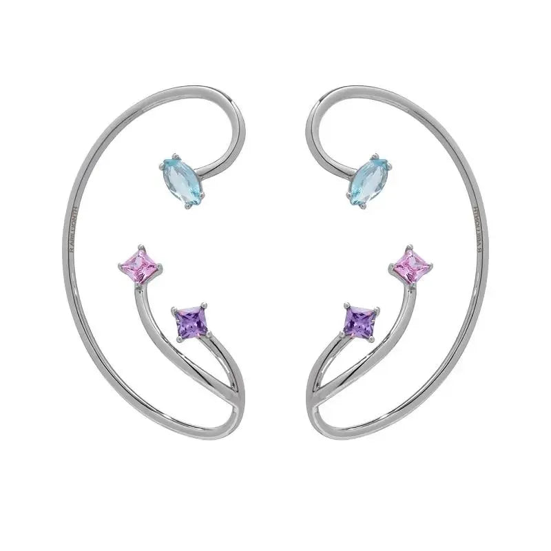 Sweet Style Silver Zircon Ear Clip for Women Girls Vintage Jewelry