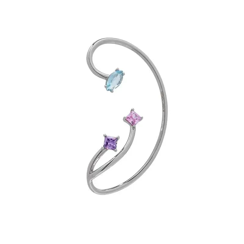 Sweet Style Silver Zircon Ear Clip for Women Girls Vintage Jewelry