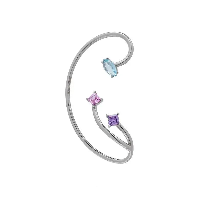 Sweet Style Silver Zircon Ear Clip for Women Girls Vintage Jewelry