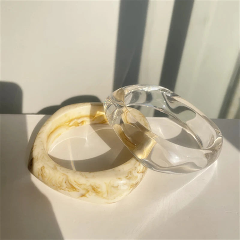 Vintage Geometric Round Irregular Resin Bracelet for Women
