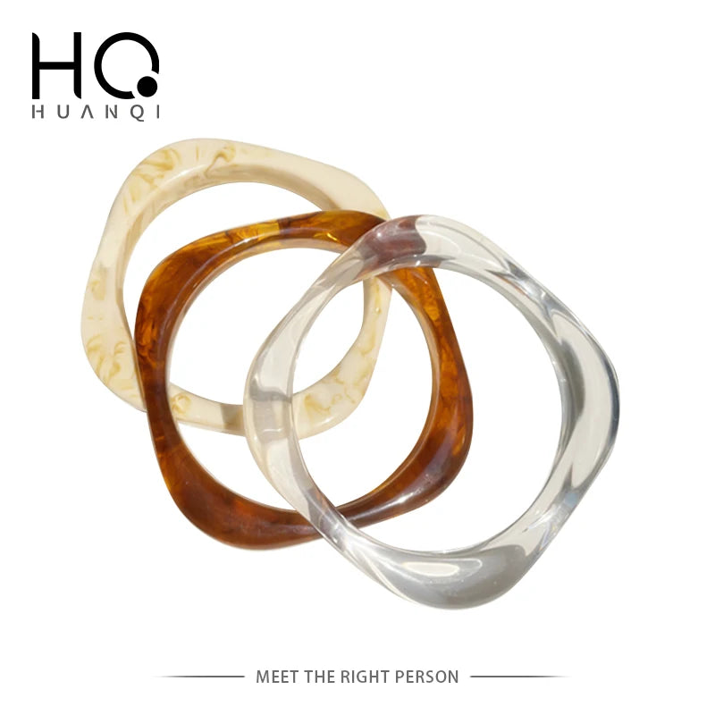 Vintage Geometric Round Irregular Resin Bracelet for Women