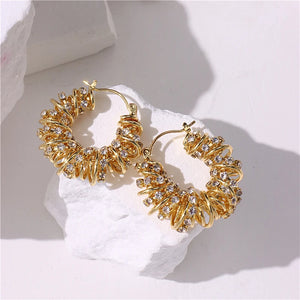 Multi-layer Twist Rhinestone Metal Ear Buckle for Women