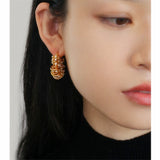 Multi-layer Twist Rhinestone Metal Ear Buckle for Women