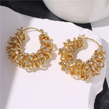 Multi-layer Twist Rhinestone Metal Ear Buckle for Women