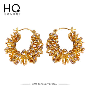 Multi-layer Twist Rhinestone Metal Ear Buckle for Women