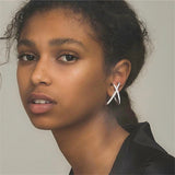 Punk Geometric Cross Irregular Metal Ear clip Earrings for Women Girl