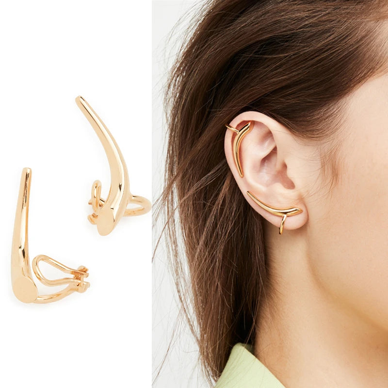Geometric Distortion Curve Clip Earrings for Women Girl
