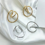 Geometric Distortion Curve Clip Earrings for Women Girl