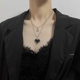 3pcs/set Butterfly Cross Angel Pendant Metal Chain Necklace for Women Punk