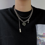 3pcs/set Butterfly Cross Angel Pendant Metal Chain Necklace for Women Punk
