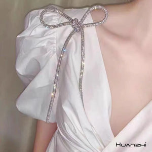 Zircon Bow Dress Brooch for Women Girls