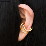 Geometric Double Layer Brass Ear Bone Clip - No Piercing