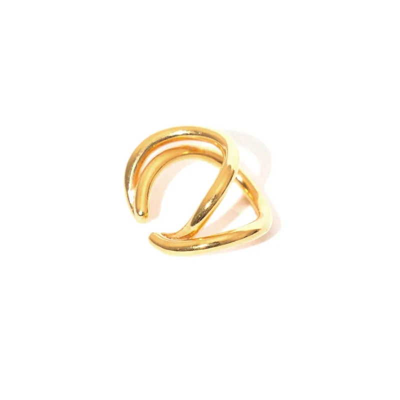 Geometric Double Layer Brass Ear Bone Clip - No Piercing