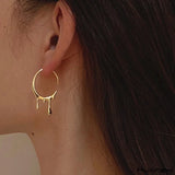 Metal Water Droplets Circle Hoop Earrings for Women Girls