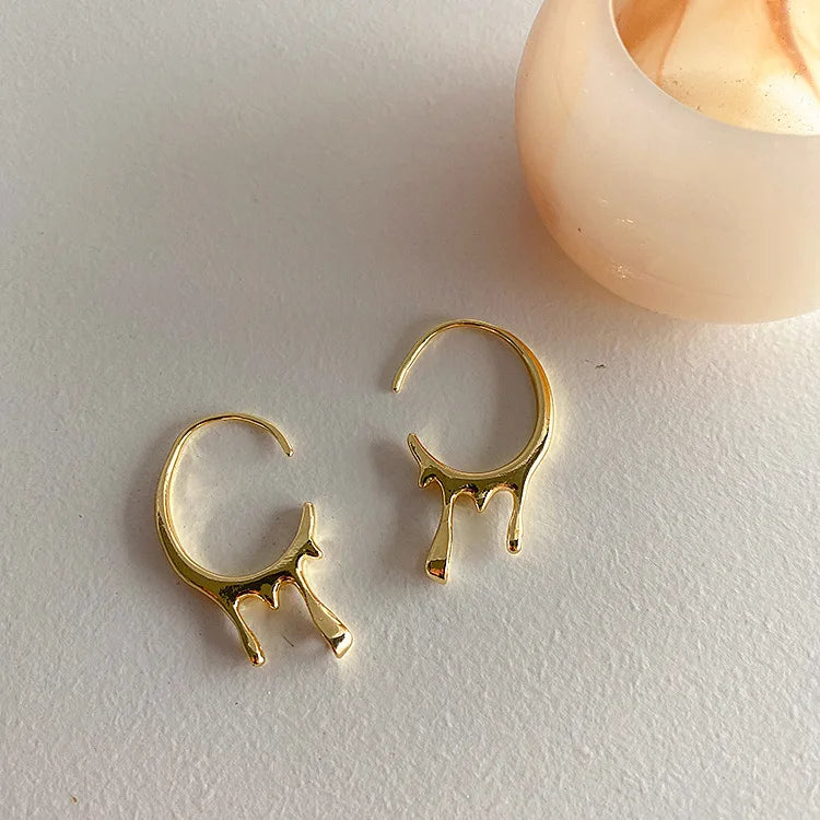 Metal Water Droplets Circle Hoop Earrings for Women Girls