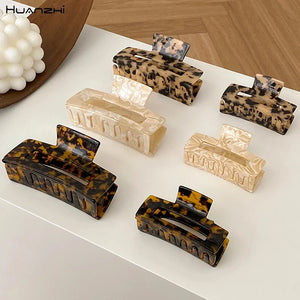 Geometric Tortoiseshell Leopard Hair Clip Claw for Women